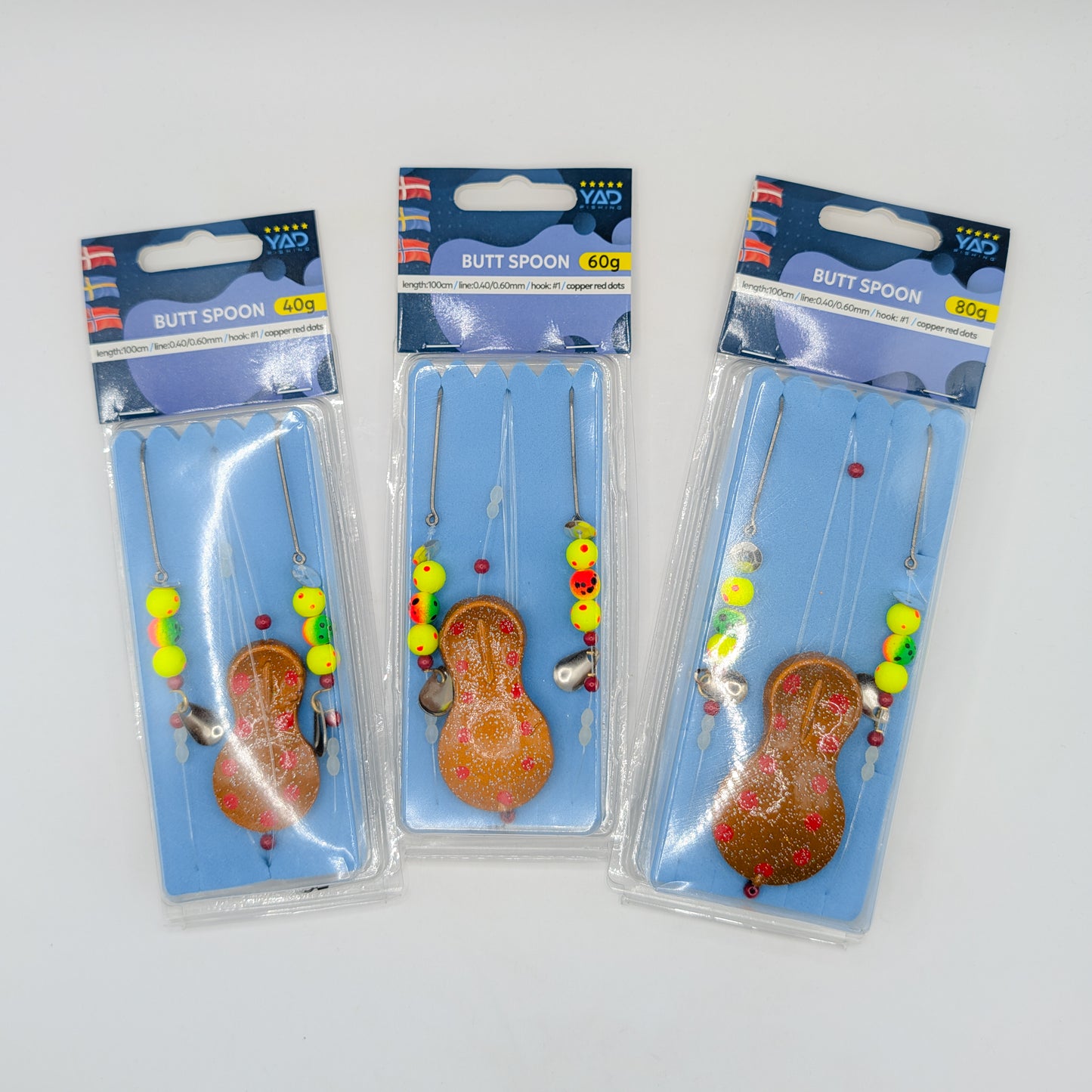 YAD Butt Spoon Plattfiskrigg Copper Red Dots