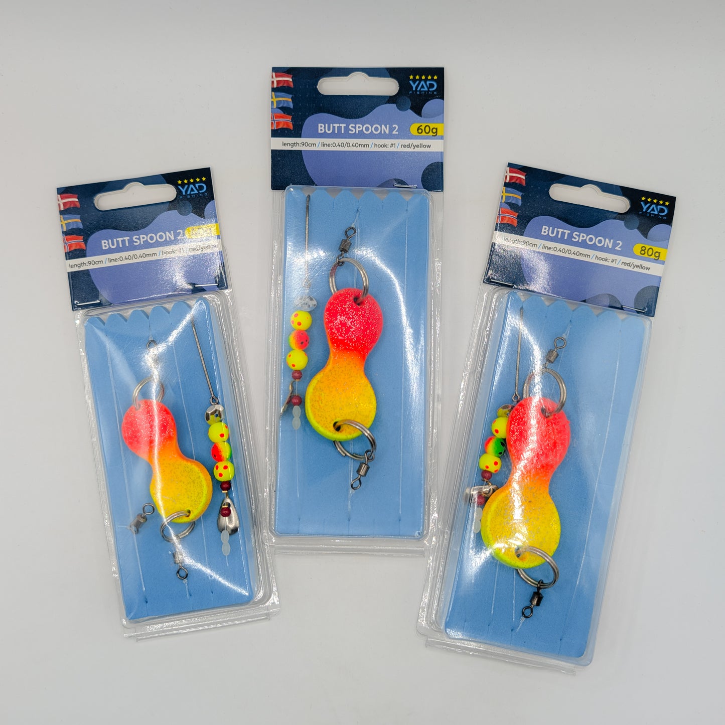 YAD Butt Spoon 2 Plattfiskrigg Red/Yellow