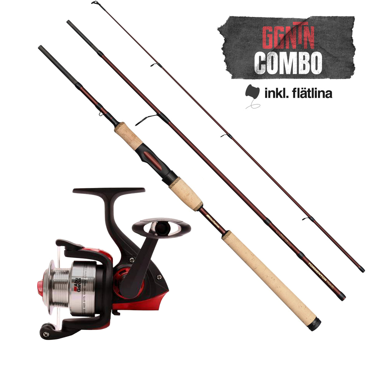 UL-kit: Abu Garcia TORMENTOR2 Travel 603L 6' 4-12g 3-del + Cardinal 51FD, Haspel (inkl påspolad flätlina)