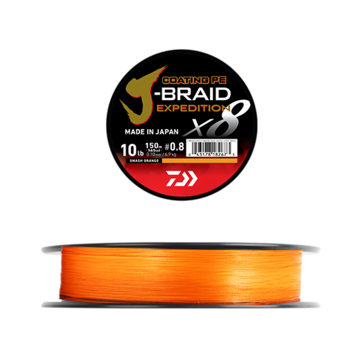 Daiwa J-Braid Expedition x8E, Smash Orange 150m