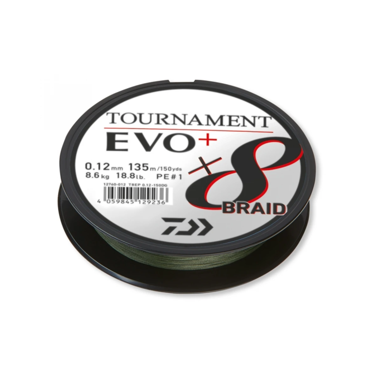 Daiwa Tournament Evo+ x8 Braid, Dark Green 135m