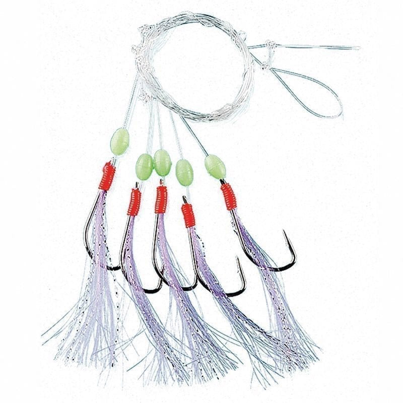 Fladen Vit/Blå Sillhäckla med självlysande pärlor 5-krokar