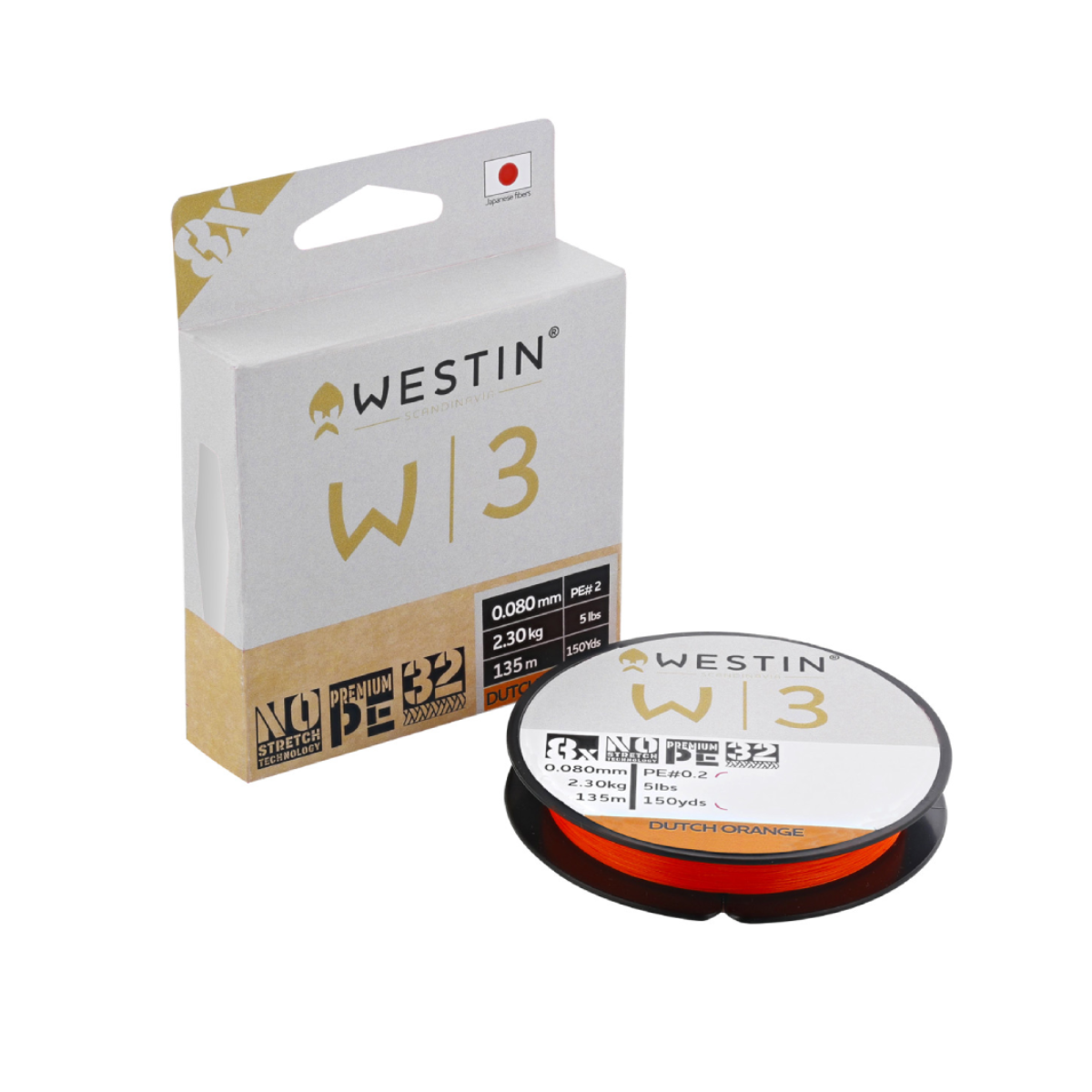 Westin W3 8 Braid Flätlina, Dutch Orange 135m
