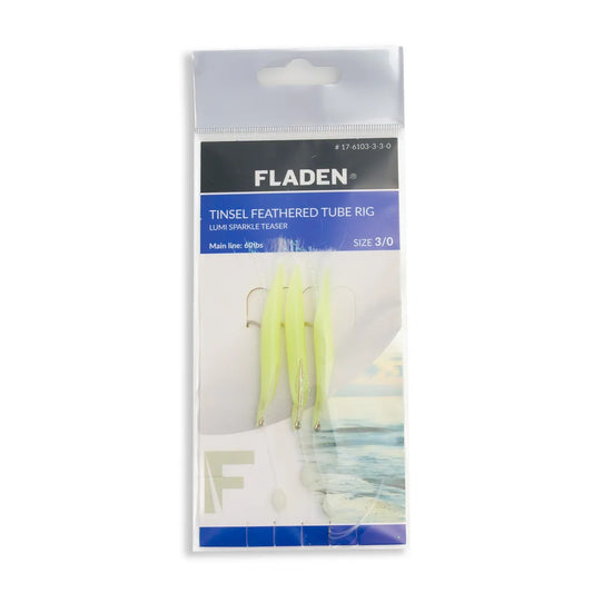 Lumi sparkle teasertinsel feathered tube rig 3 hooks 3/0 60Lbs