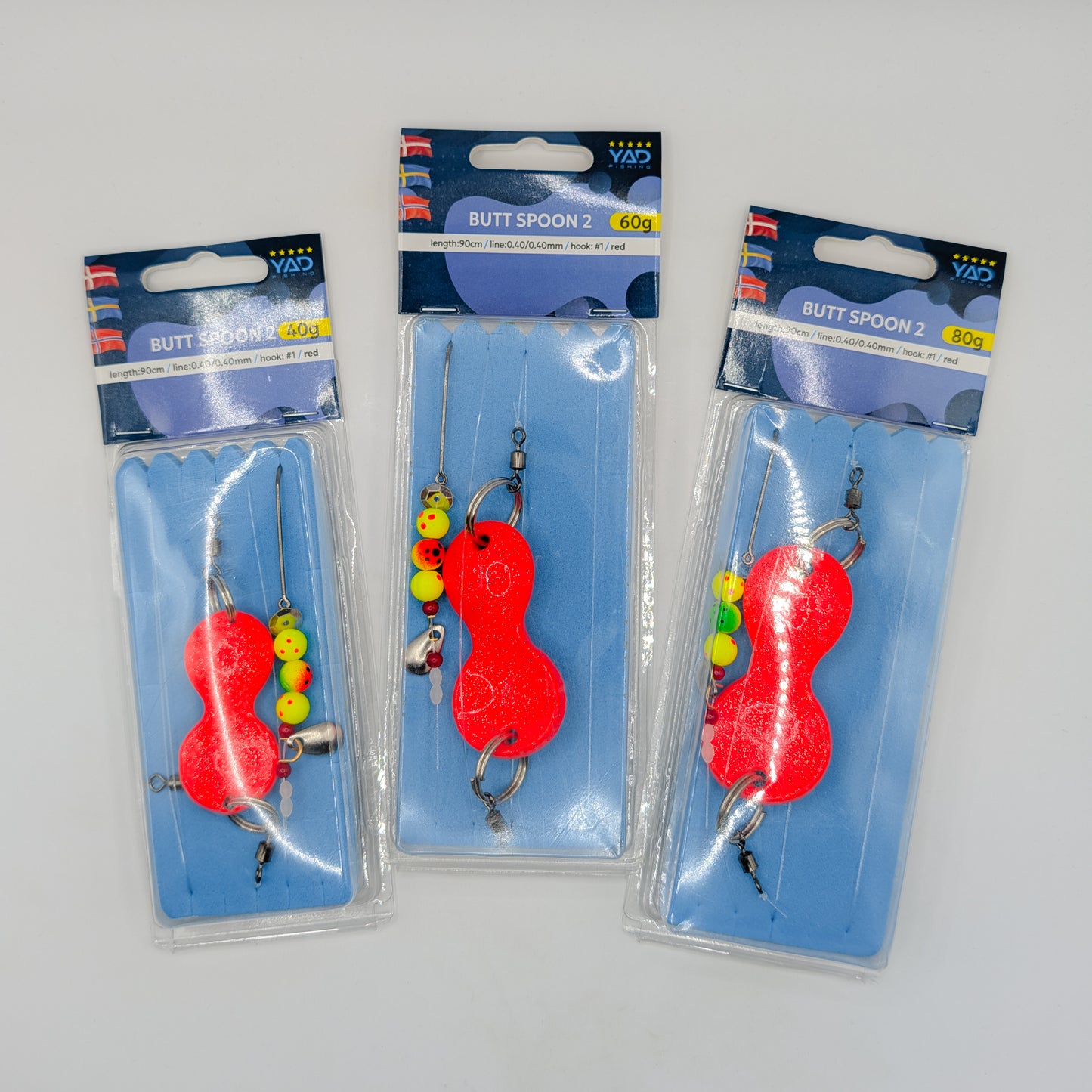 YAD Butt Spoon 2 Plattfiskrigg Red