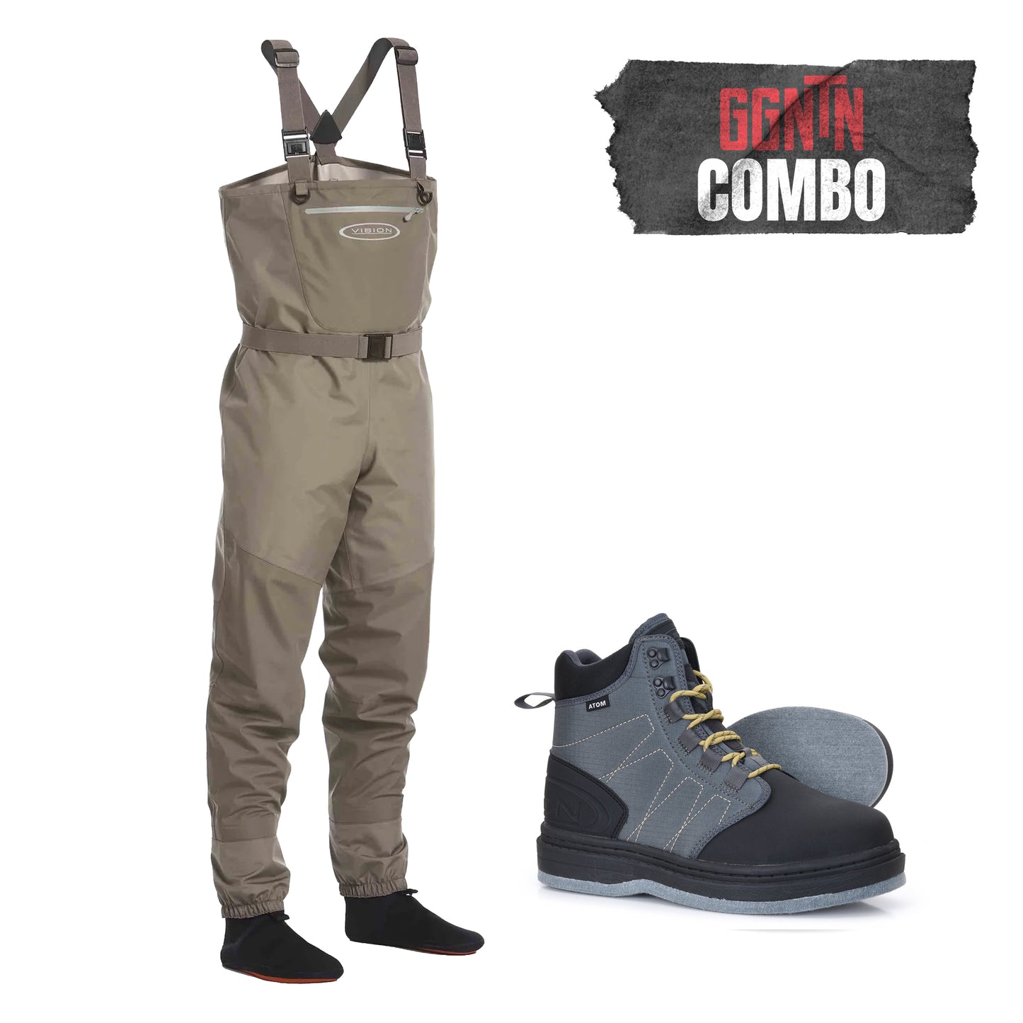 Vadarpaket: Vision ATOM vadarbyxor + vadarskor (filtsula)