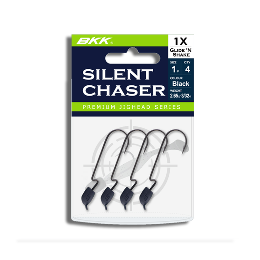 BKK Silent Chaser Glide N Shake SS Jiggskalle (Offset), 4-pack