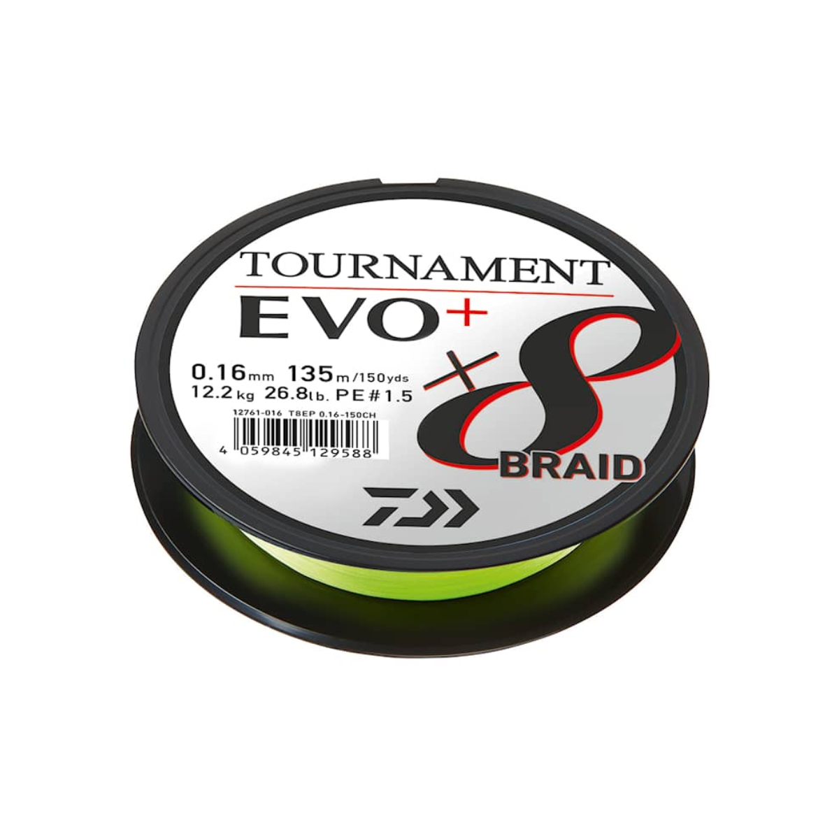 Daiwa Tournament Evo+ x8 Braid, Chartreuse 135m