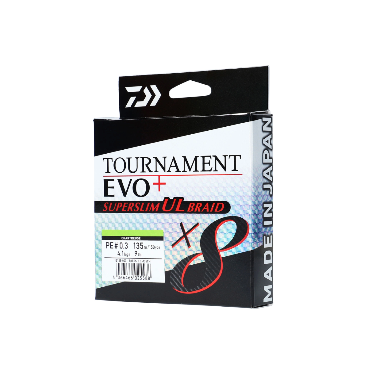 Daiwa Tournament Evo+ x8 Super Slim UL Braid, Chartreuse 135m