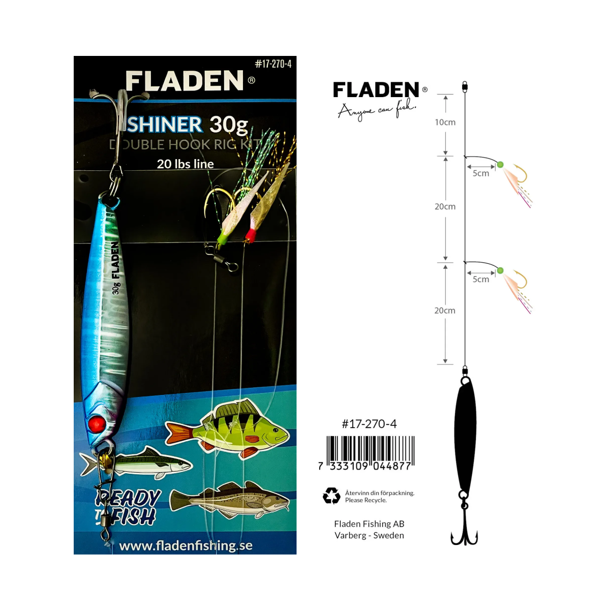 Fladen Shiner 30g Double Hook Rig Kit 30g - Blue