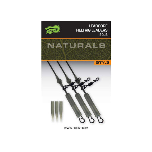 Fox Edges Naturals Leadcore Heli Rig Leaders 50lb x 3st