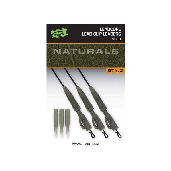 Fox Edges Naturals Leadcore Lead Clip Leaders 50lb, 3-pack