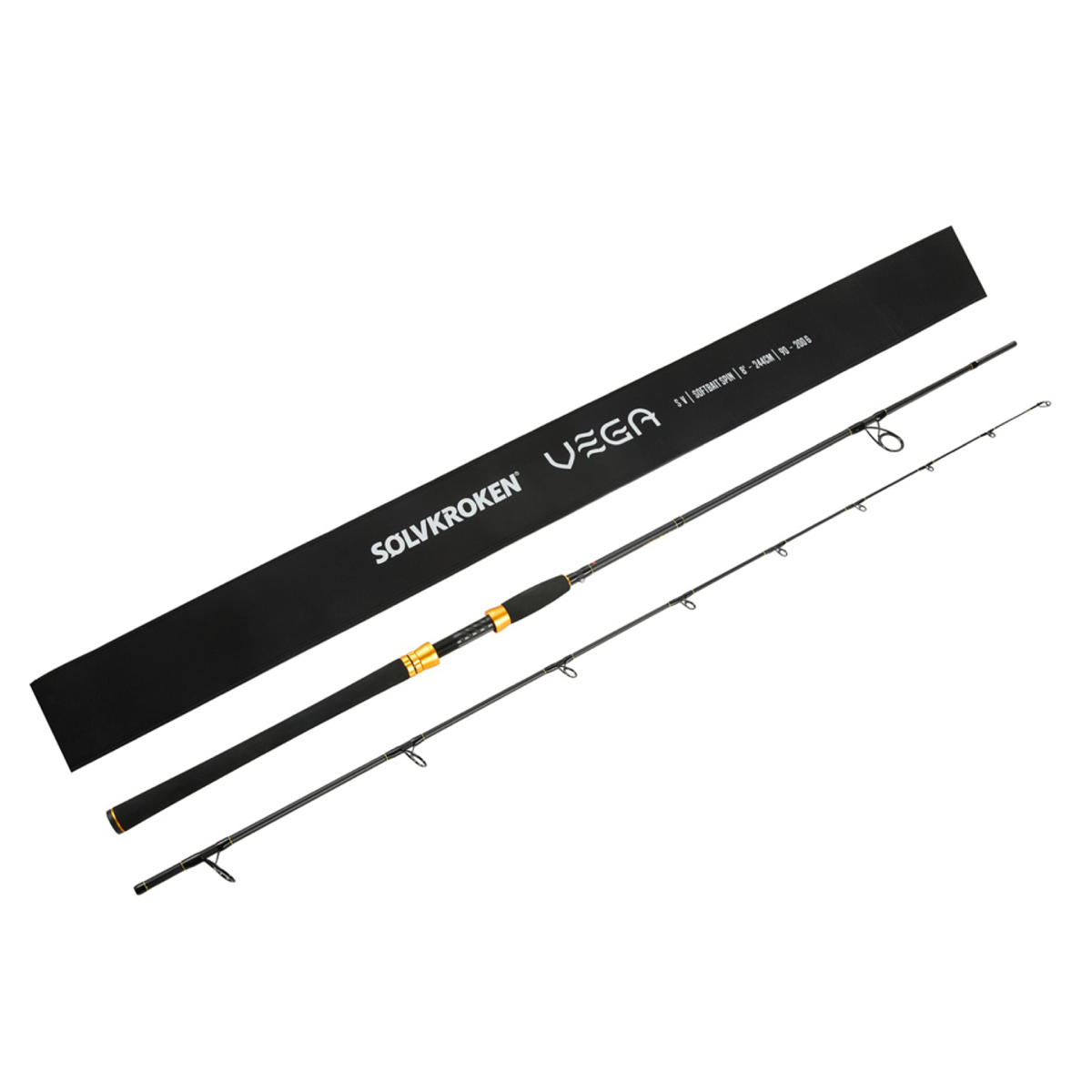 Sölvkroken VEGA S V Softbait Spin 8ft 90-200g (Haspel), 2-del