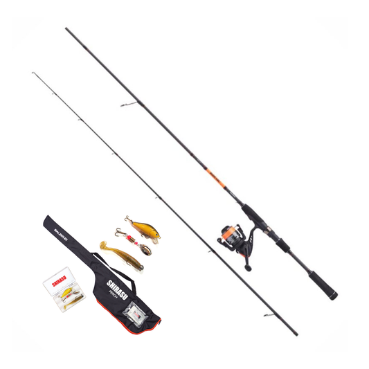 Juniorkit, Haspel: Shirasu Perch Special Edition 7.1ft 215cm 4-16g, 2-del + Shirasu Perch Reel (inkl påspolad 0.10 flätlina)