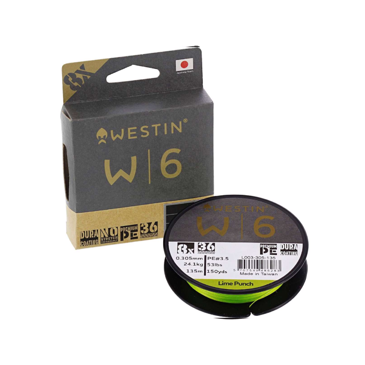 Westin W6 8 Braid Flätlina, Lime Punch 135m