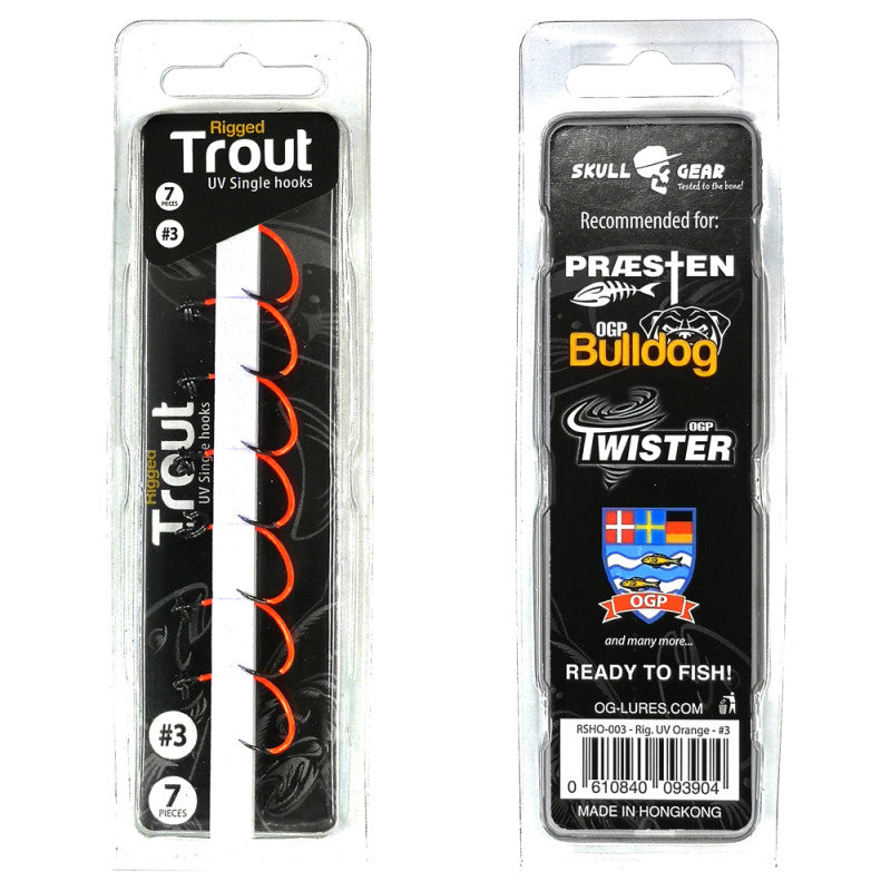 OGP Rigged Trout UV Orange Enkelkrokar 10-pack