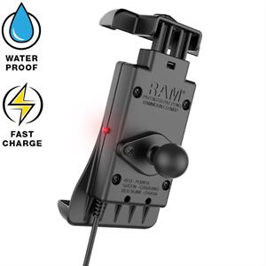 Ram Mounts Quick-Grip™ Vattentät och trådlös laddare med sugkopp (B-kula)